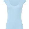 Sheer mini rib v-neck t-shirt