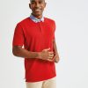 Mens chambray button-down collar polo