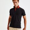 Mens classic fit contrast polo