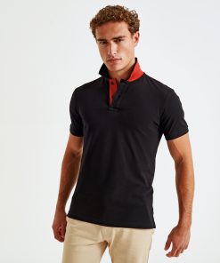 Mens classic fit contrast polo