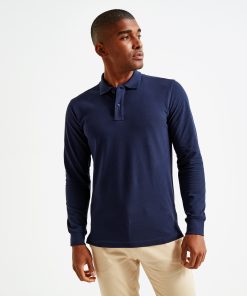 Mens classic fit long sleeved polo