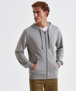 Mens coastal vintage wash loop back zip through hoodie