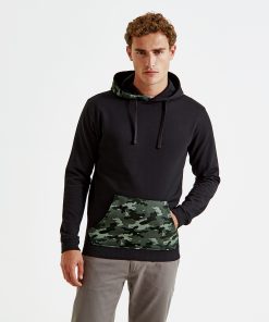 Mens camo trimmed hoodie