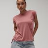 Womens flowy muscle tee with rolled cuff