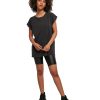 Womens acid washed extended shoulder tee