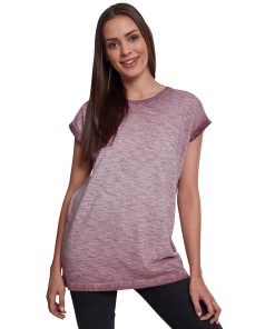 Womens spray dye extended shoulder tee