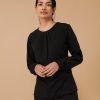 Womens pleat front long sleeve blouse