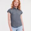 Womens cap sleeve polycotton easycare fitted poplin shirt