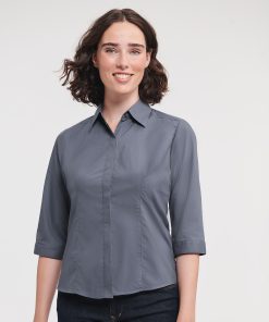 Womens ï¿½ sleeve polycotton easycare fitted poplin shirt