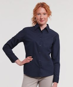 Womens long sleeve polycotton easycare poplin shirt
