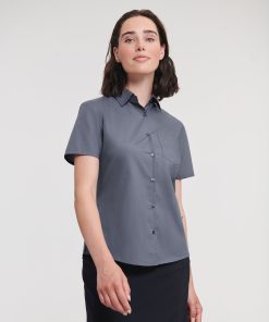 Womens short sleeve polycotton easycare poplin shirt