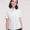 Womens short sleeve pure cotton easycare poplin shirt