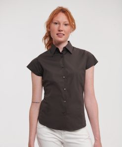 Womens short sleeve easycare fitted stretch shirt