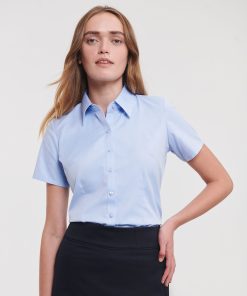 Womens short sleeve herringbone shirt