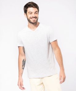 Mens short-sleeved V-neck T-shirt