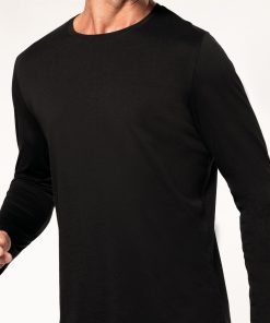Mens long-sleeved crew neck T-shirt
