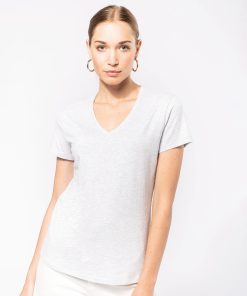 Ladies short-sleeved V-neck T-shirt
