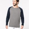 Mens two-tone organic crew neck raglan sleeve sweatshirt