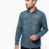 Mens long-sleeved denim shirt