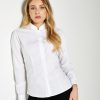 Womens mandarin collar shirt long-sleeved (tailored fit)