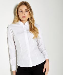 Womens mandarin collar shirt long-sleeved (tailored fit)