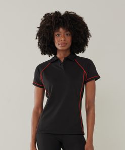 Womens piped performance polo