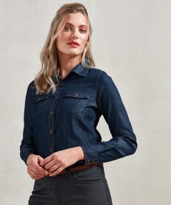 Womens jeans stitch denim shirt