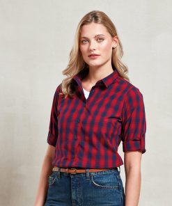 Womens Mulligan check cotton long sleeve shirt