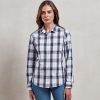 Womens Ginmill check cotton long sleeve shirt