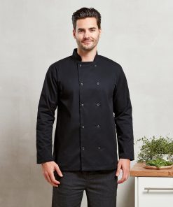 Studded front long sleeve chefs jacket