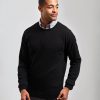 Crew neck cotton-rich knitted sweater