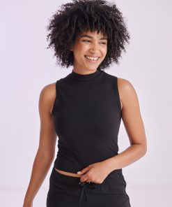 Womens high neck crop vest