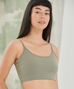 Womens sustainable fashion cropped cami top with adjustable straps