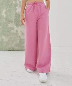 Womens sustainable fashion wide leg joggers