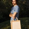 Cotton pocket jute midi tote