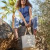 Jute base canvas shopper