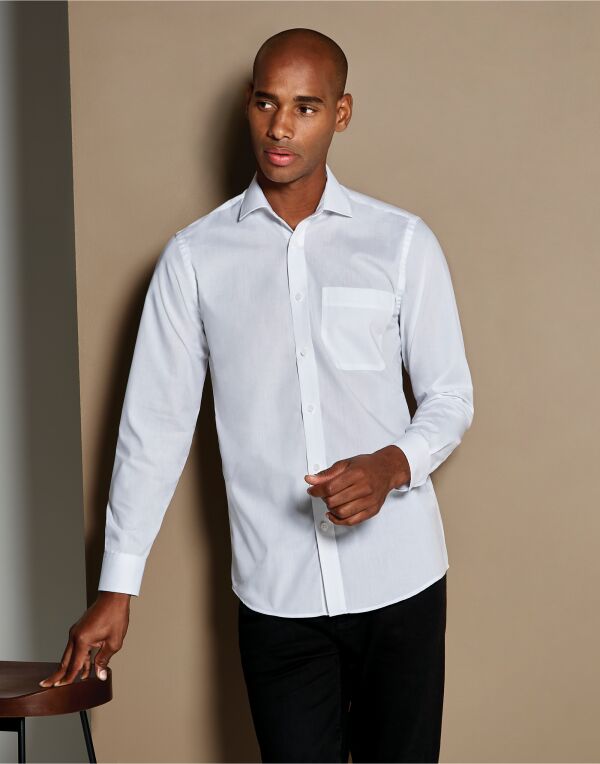 Tailored Fit Long Sleeve Poplin Shirt