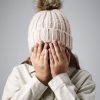 Junior Faux Fur Pom Pom Chunky Beanie