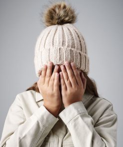 Junior Faux Fur Pom Pom Chunky Beanie