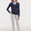 Ladies V-Neck Knitted Pullover