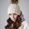 Faux Fur Pom Pom Chunky Beanie
