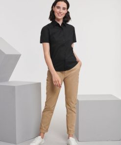 Ladies Short Sleeve Tailored Oxford Shirt