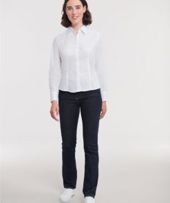 Ladies Long Sleeve Fitted Polycotton Poplin Shirt