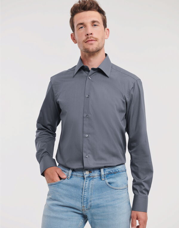 Mens Long Sleeve Tailored Polycotton Poplin Shirt