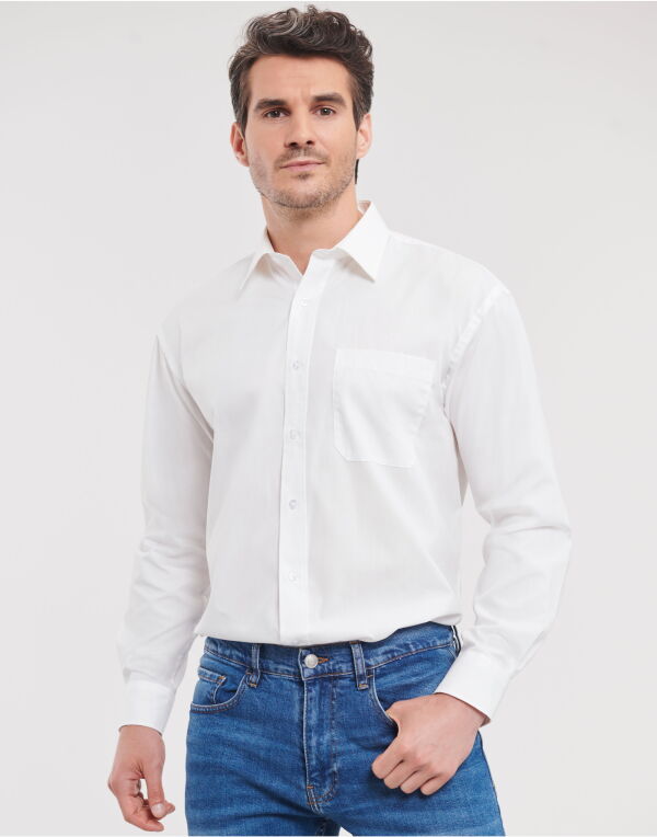 Mens Long Sleeve Classic Pure Cotton Poplin Shirt