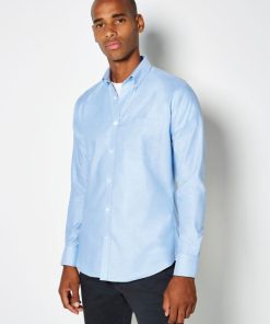 Slim Fit Long Sleeve Workwear Oxford Shirt_x000D_
