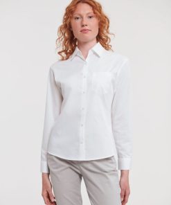 Ladies Long Sleeve Classic Pure Cotton Poplin Shirt