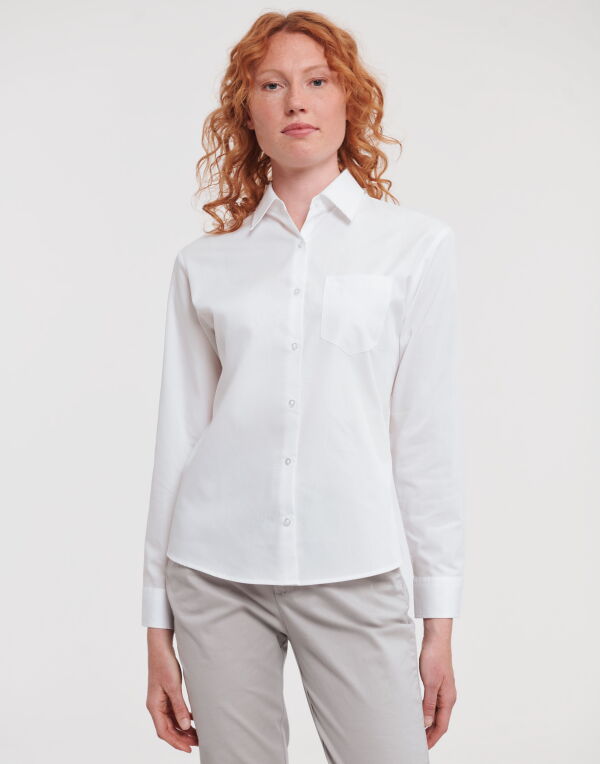 Ladies Long Sleeve Classic Pure Cotton Poplin Shirt