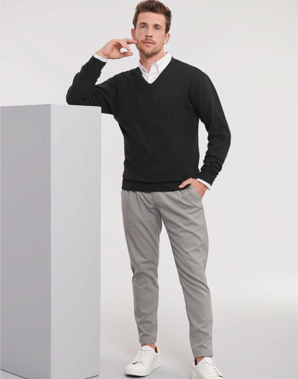 Mens V-Neck Knitted Pullover