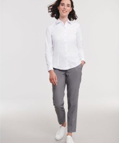 Ladies Long Sleeve Tailored Herringbone Shirt